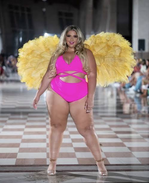 Hot Pink Bandeau Bikini with Feather Wings — Curvy Outfits 2027