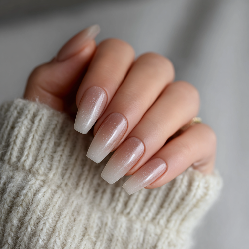 Iridescent Shimmer Gradient on Long Square Nails Iridescent Shimmer Gradient on Long Square Nails — New Years Eve Nails 2027