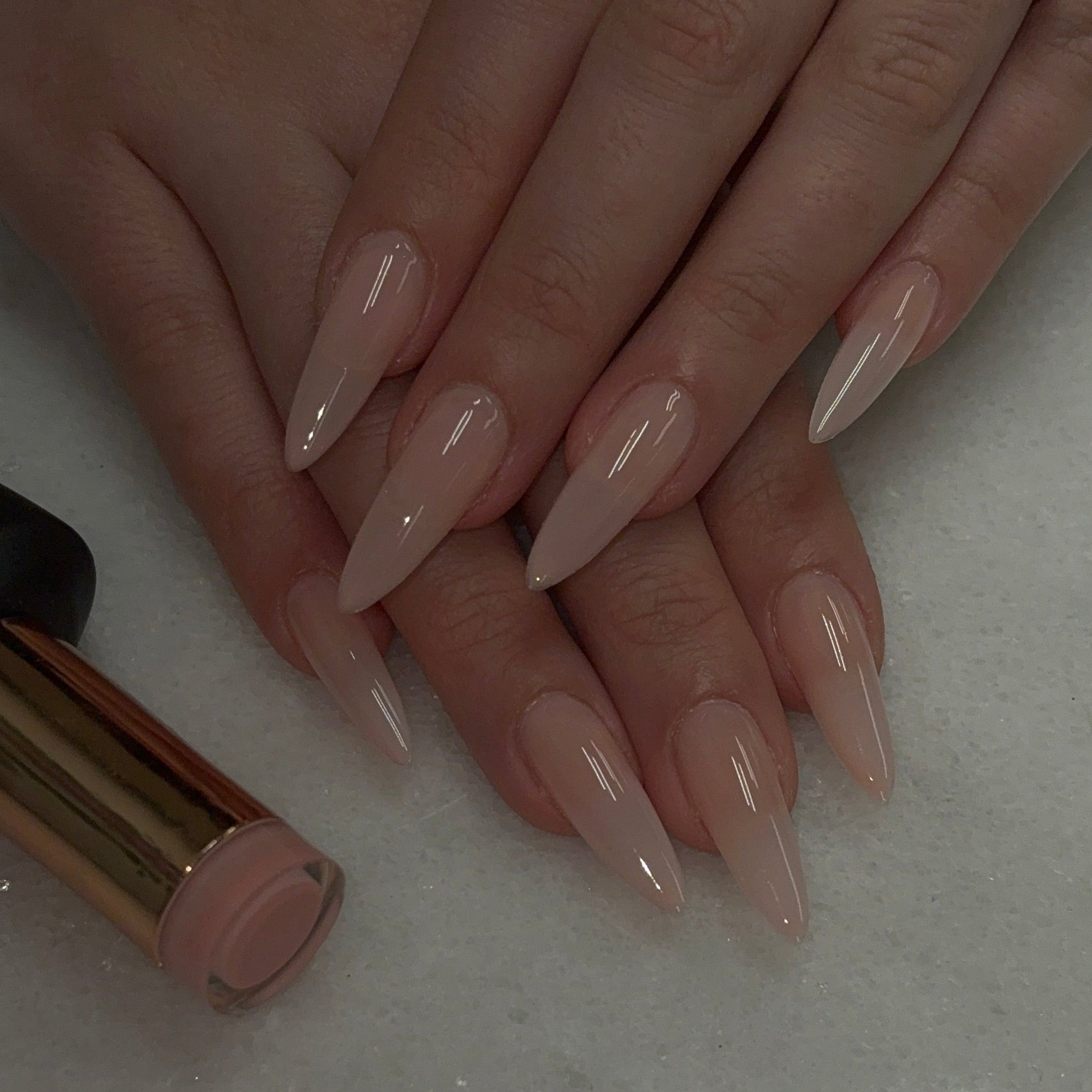 Sheer Nude Glossy Almonds Sheer Nude Glossy Almonds — Long Almond Nails 2027