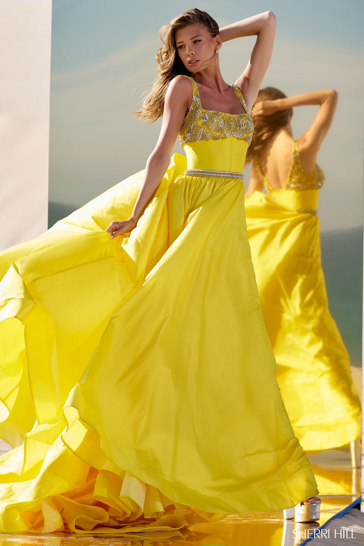 Grand Entrance: Bright Yellow Satin Ballgown — Neon Outfits 2027