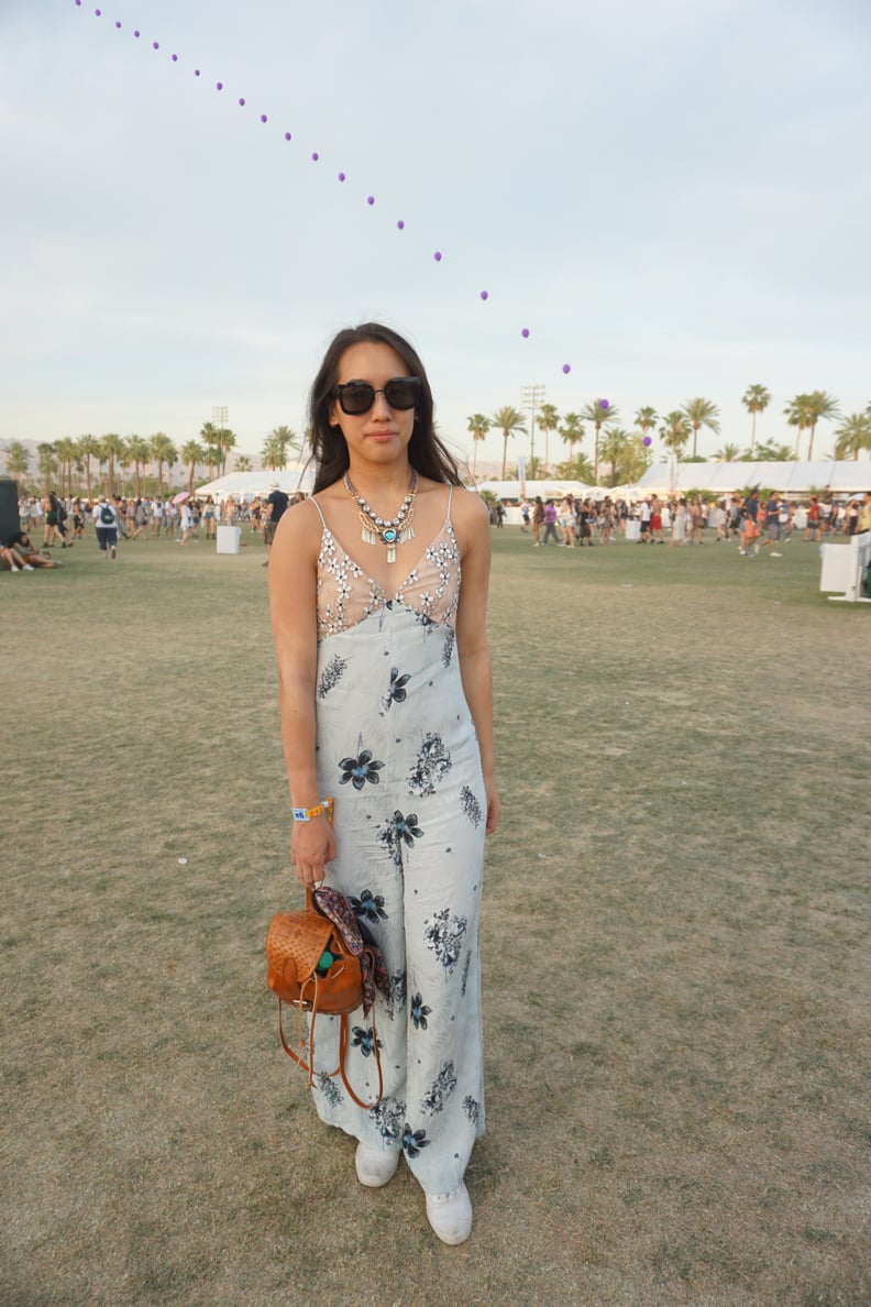 Floral Print Jumpsuit with Sheer Embellished Panel Floral Print Jumpsuit with Sheer Embellished Panel — Coachella Outfits 2027