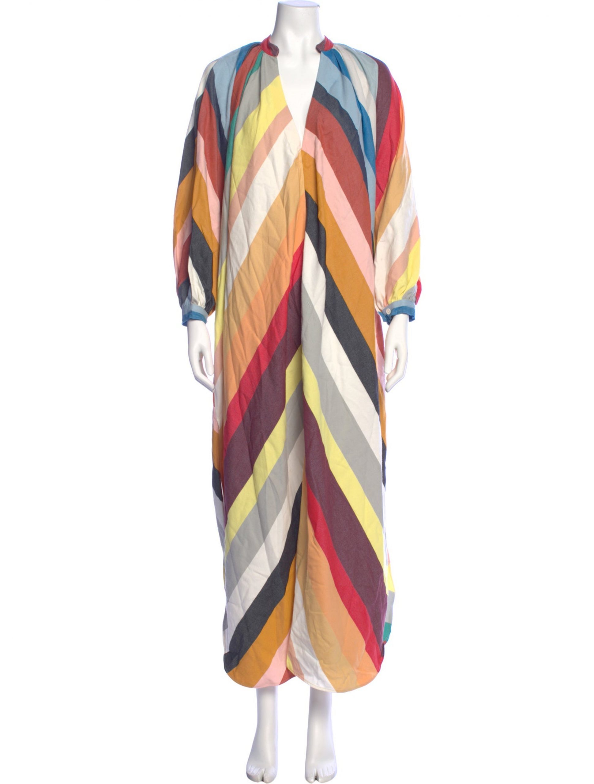 Flowing Multicolored Diagonal Stripe Maxi Dress for Casual Wear Striped Dresses 2027