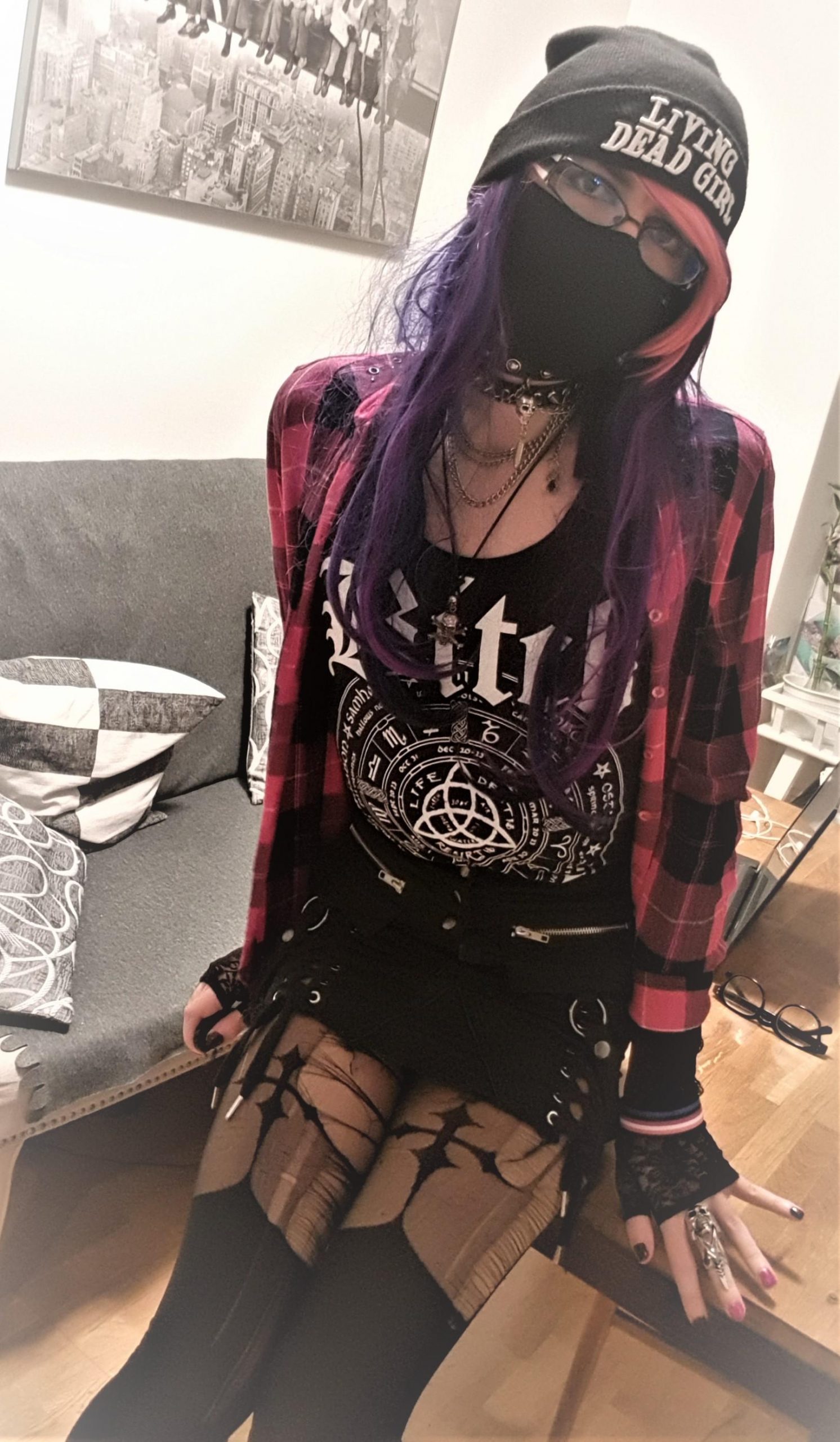 Plaid Shirt Over Graphic Tee: Casual Emo Layering Essential Plaid Shirt Over Graphic Tee: Casual Emo Layering Essential — Emo Outfits 2027