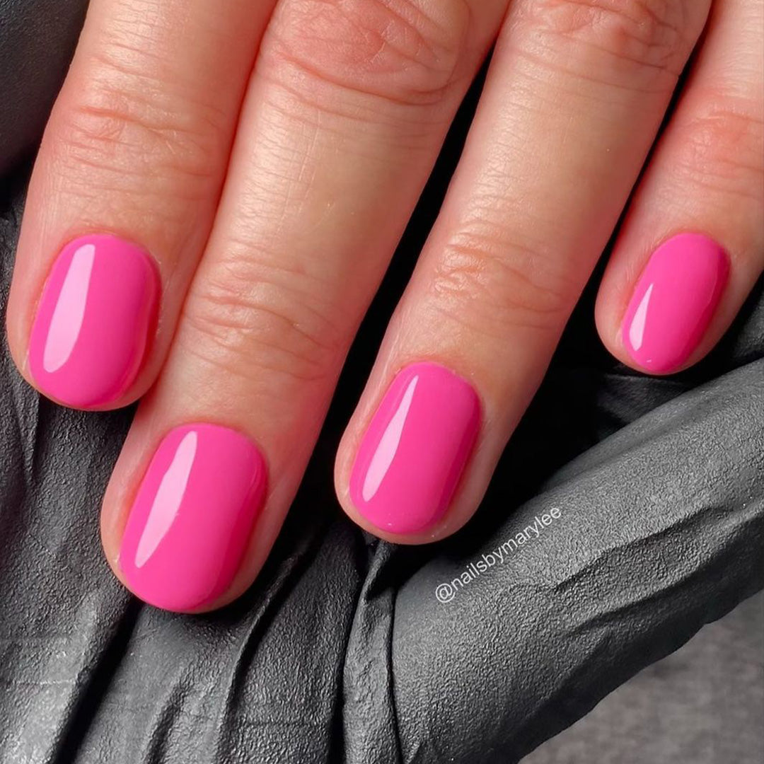 Bright Pink Glossy Short Oval Nails — Nail Colors 2027