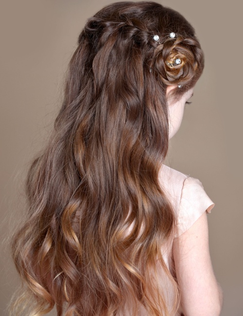 Medium Brown Curls With Braided Crown Medium Brown Curls With Braided Crown — Little Girl Hairstyles 2027