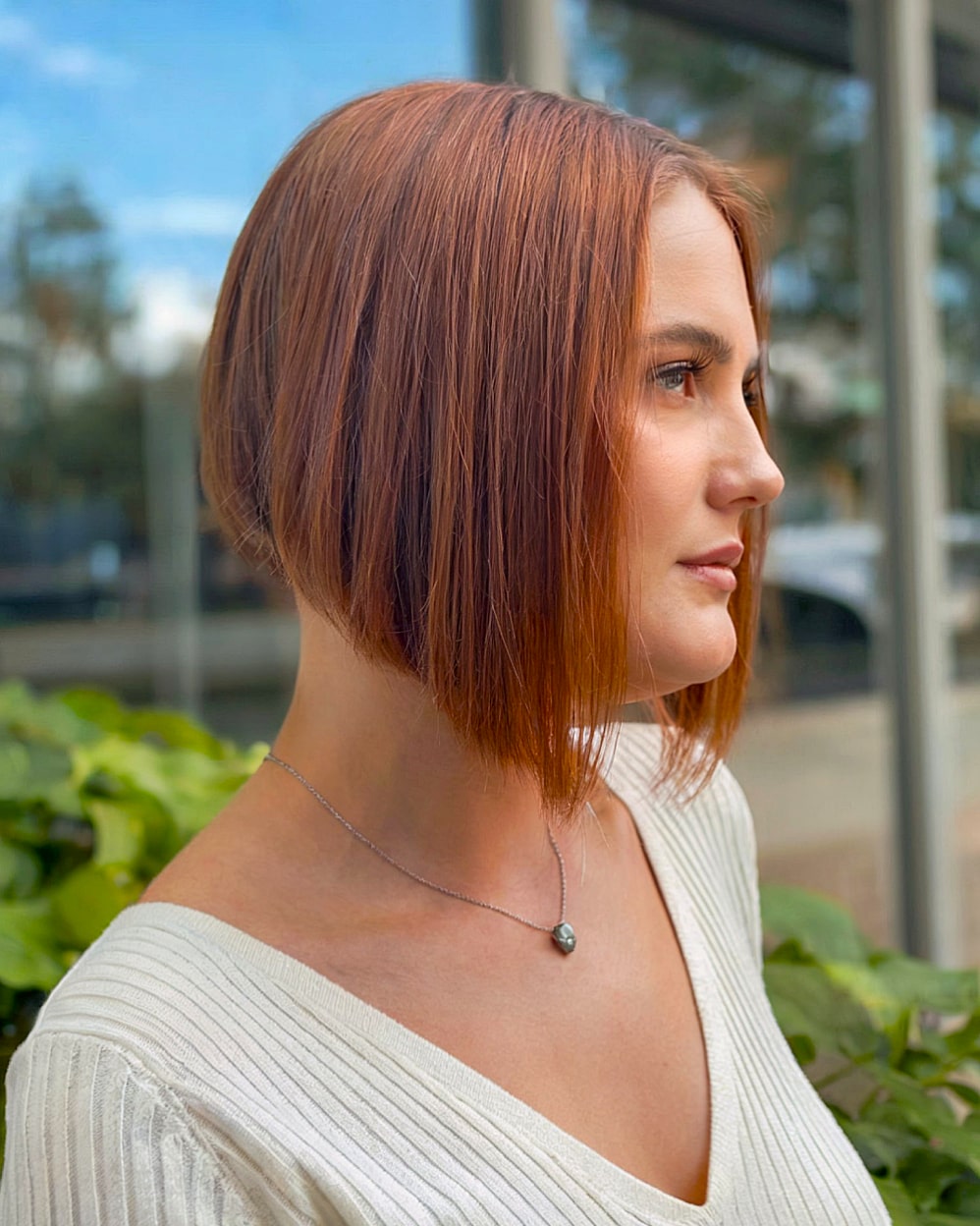 Sleek Reddish-Brown A-Line Bob Sleek Reddish-Brown A-Line Bob — Bob 2027 for Heart Face