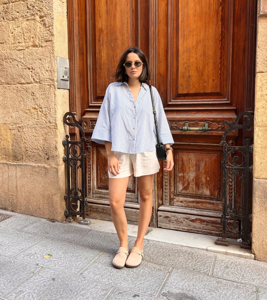 Oversized Striped Shirt and Linen Shorts for Relaxed Style Oversized Striped Shirt and Linen Shorts for Relaxed Style — Casual Outfits 2027