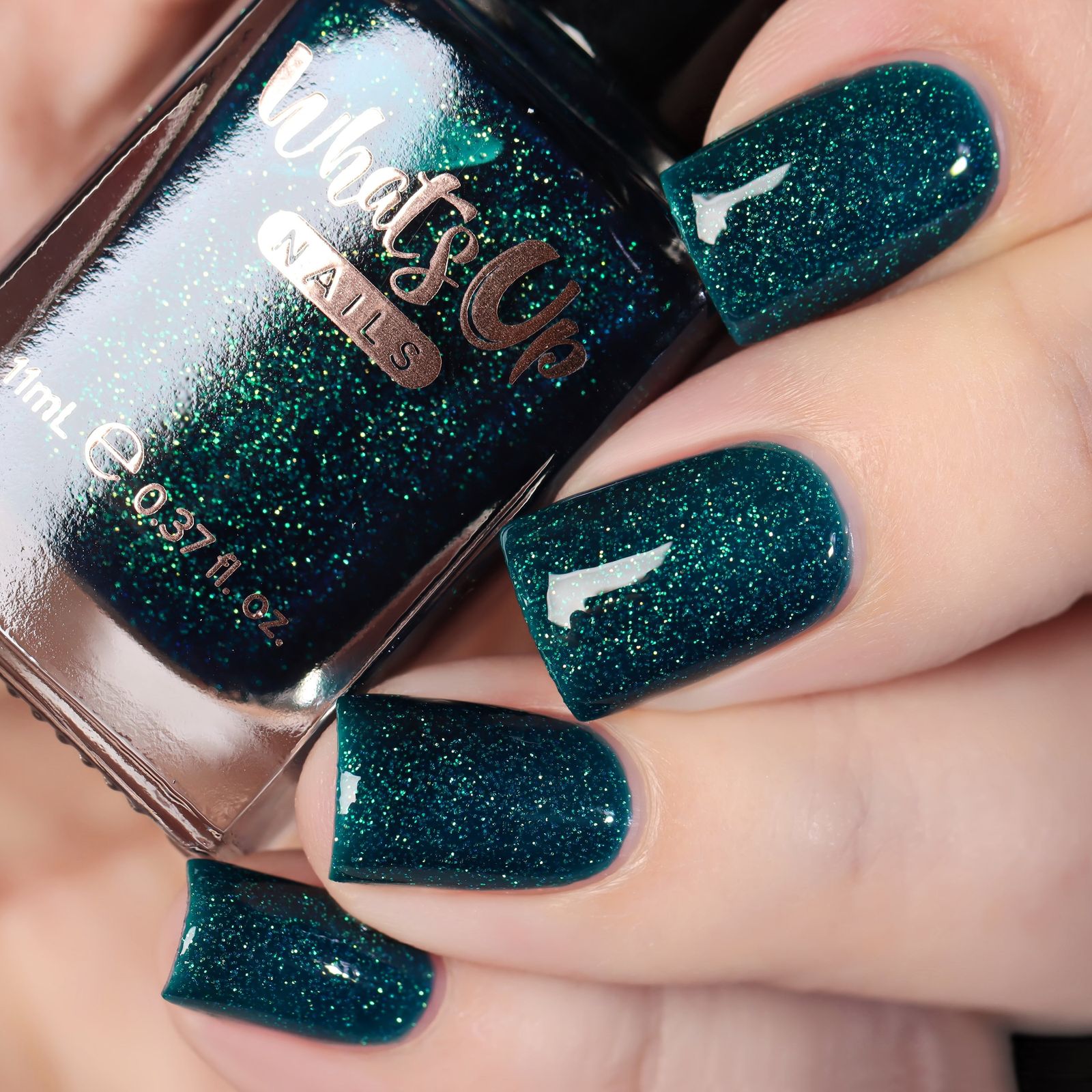 Glitter Accents On All Nails Visual Idea — Teal Nails 2027