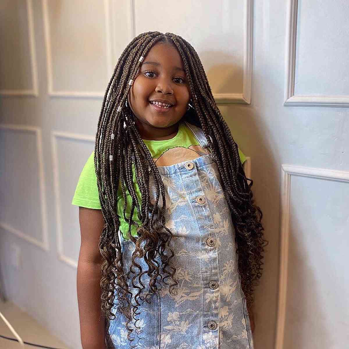 Loose Box Braids With Wavy Ends — Kids Braids 2027