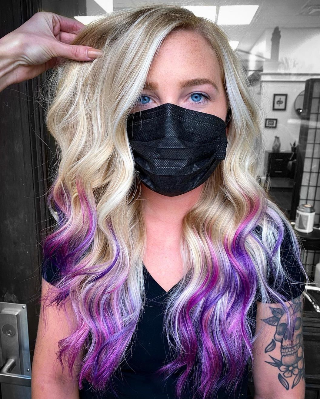 Platinum Blonde with Purple and Pink Ends Platinum Blonde with Purple and Pink Ends — Blonde 2027 with Purple Hair