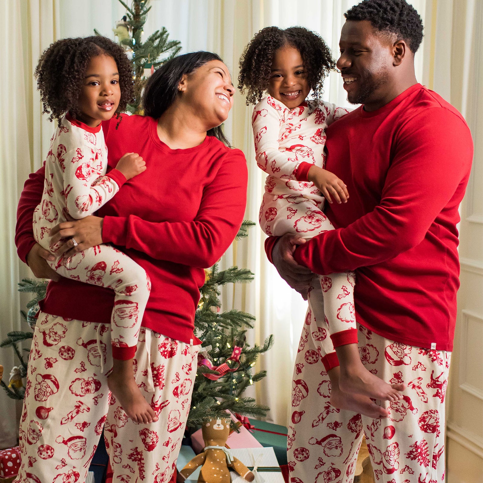 Red And Cream Santa Print Pajamas Red And Cream Santa Print Pajamas — Matching Family Christmas Outfits 2026