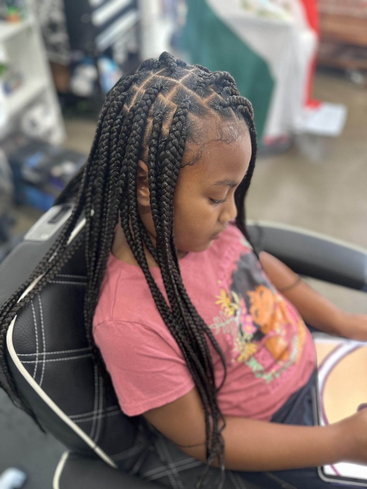 Classic Mid-Back Braids with Neat Squares — Knotless Braids 2027 for Little Girls