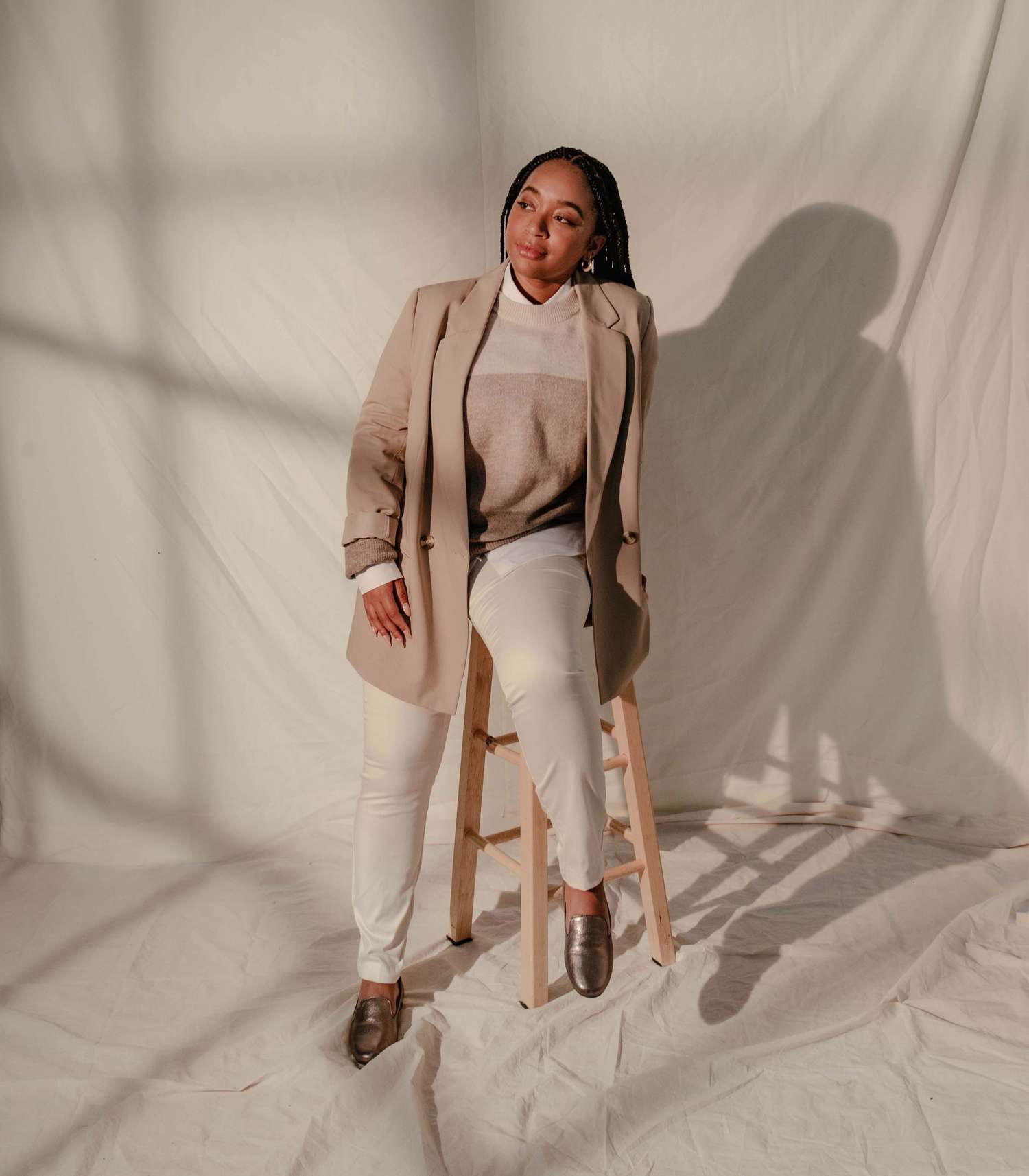 Oversized Blazer, Striped Knit, and Slim Trousers for a Polished Look — First Day of Work Outfits 2027