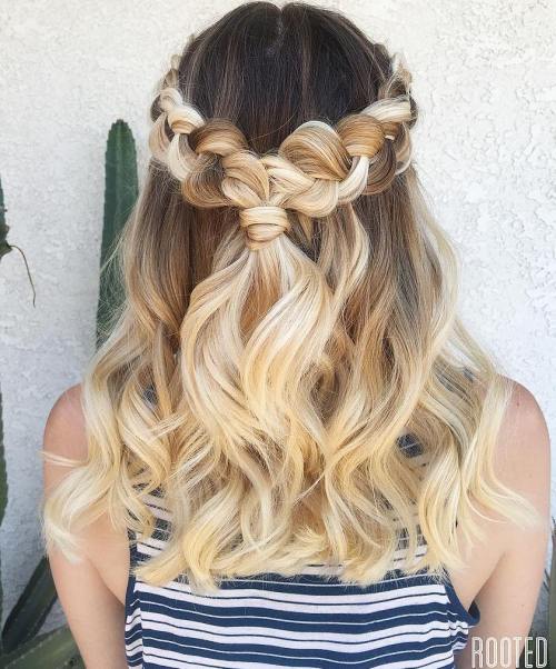 Braided Crown With Blonde Balayage — Half Up Half Down 2027