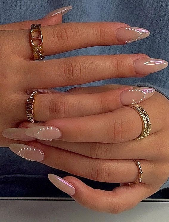Matte Soft Pink Gold Dot Nails Matte Soft Pink Gold Dot Nails — Anniversary Nails 2027