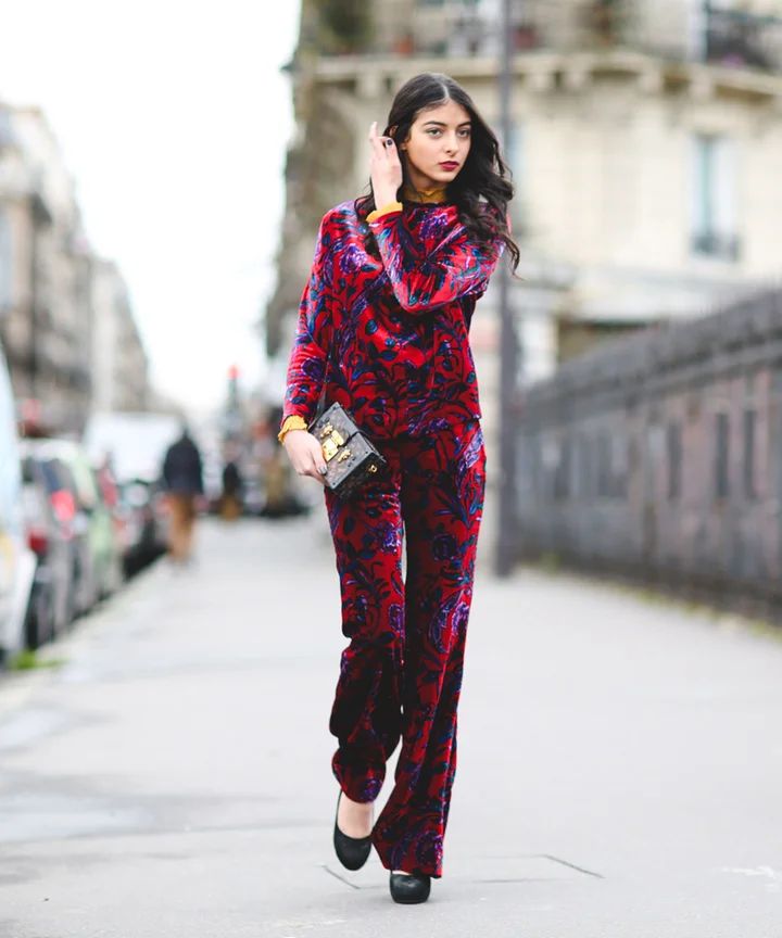 Bold Velvet Print Suit for a Statement Winter Look Bold Velvet Print Suit for a Statement Winter Look — Winter Photoshoot Outfits 2027