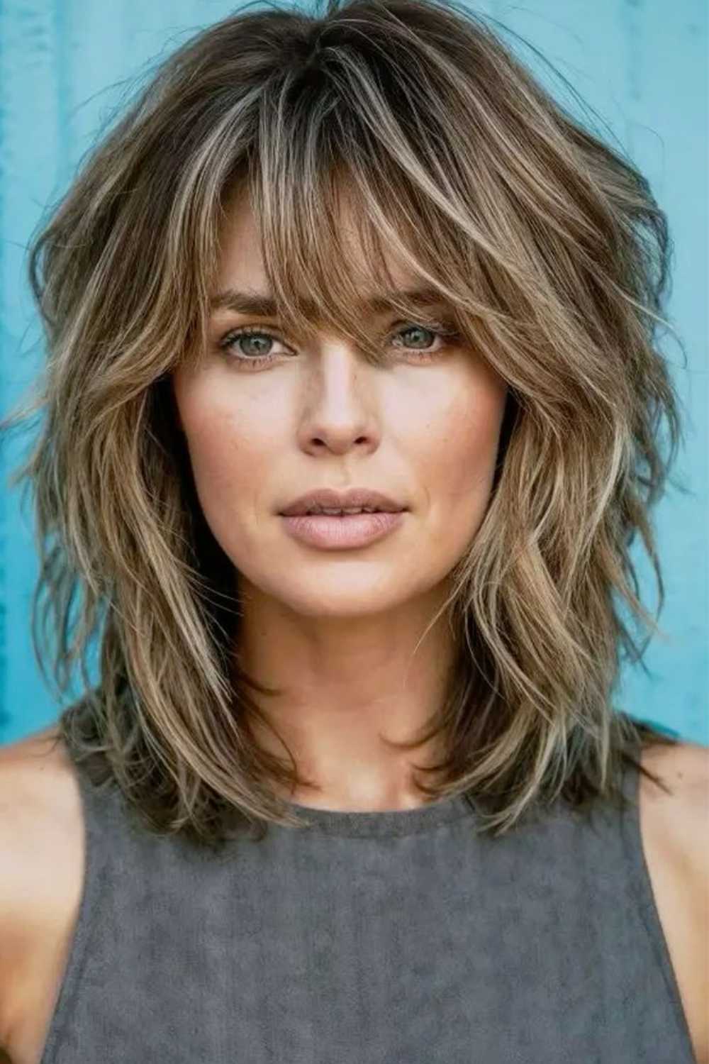 Honey Blonde Shag With Blunt Bangs Honey Blonde Shag With Blunt Bangs — Low Maintenance Bangs 2027