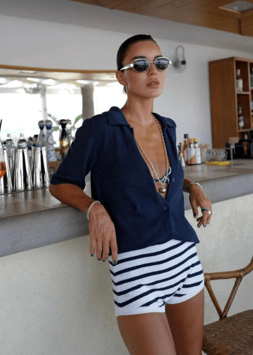 Striped Shorts and Knit Top for Chic European Summer Style — Summer Europe Outfits 2027