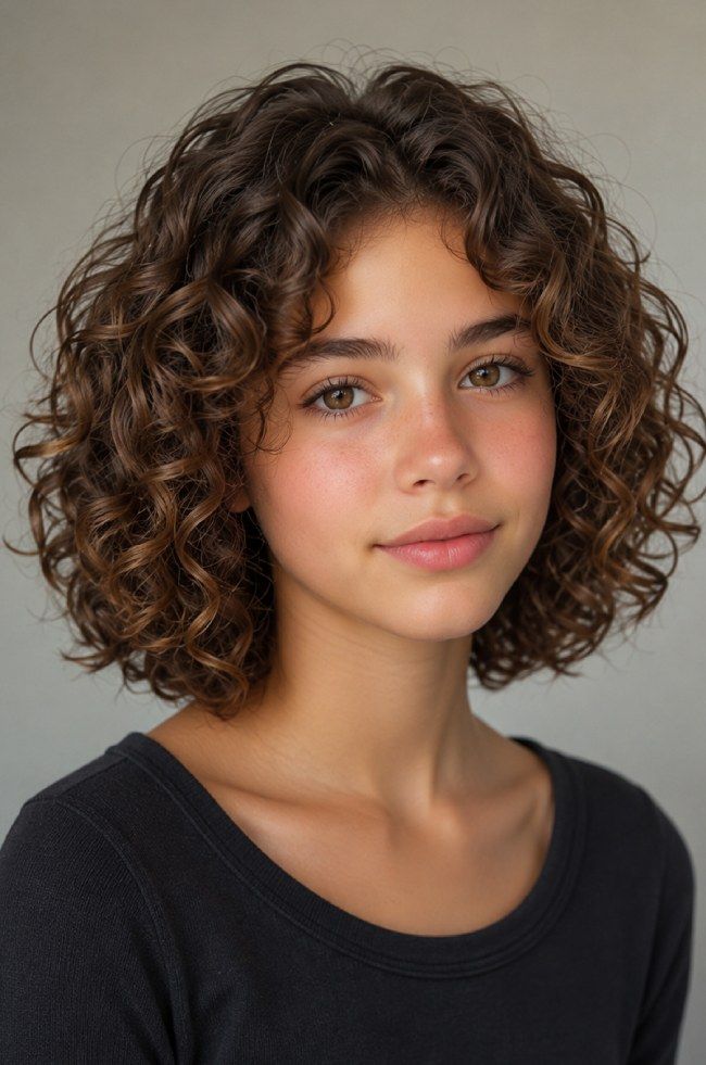 Dark Brown Curly Bob With Defined Curls — Haircuts 2027 for Teenage Girls