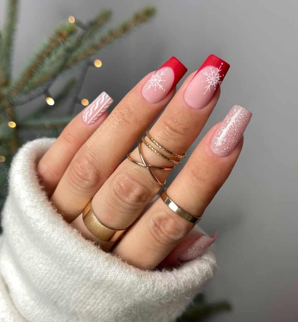 Long Square Cable Knit Snowflake Nails Long Square Cable Knit Snowflake Nails — Matte Christmas Nails 2026