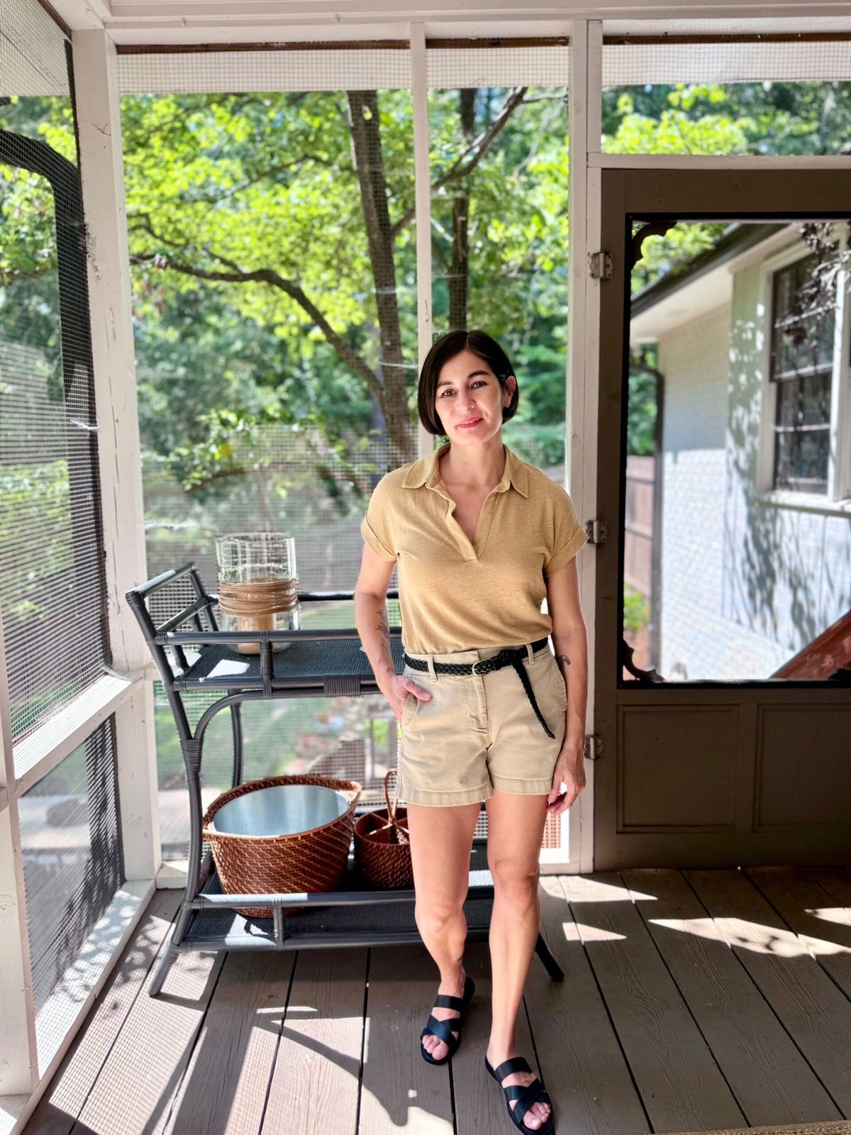 Sporty Chic: Tan Polo and Matching Shorts Sporty Chic: Tan Polo and Matching Shorts — Neutral Summer Outfits 2027