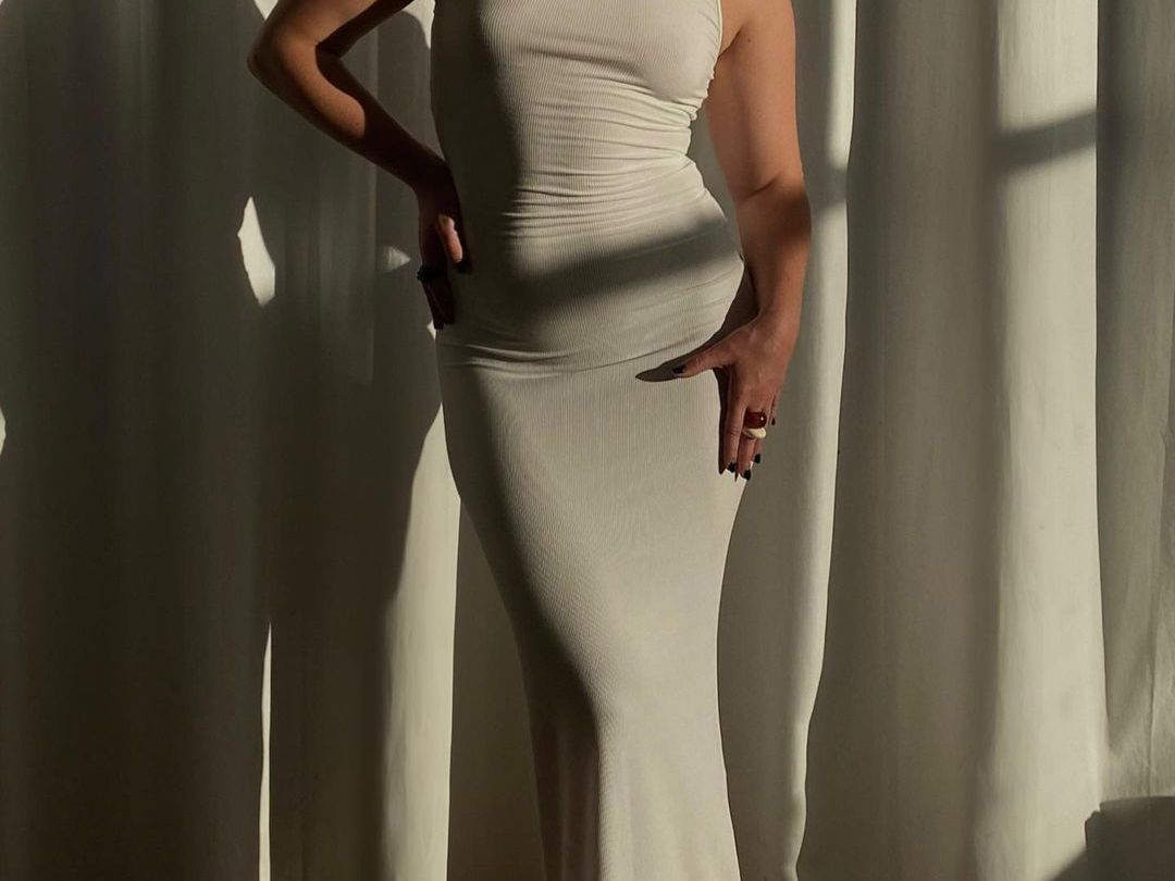 Off-White Ribbed Knit Sleeveless Bodycon Maxi Dress — Bodycon Dress Outfits 2027