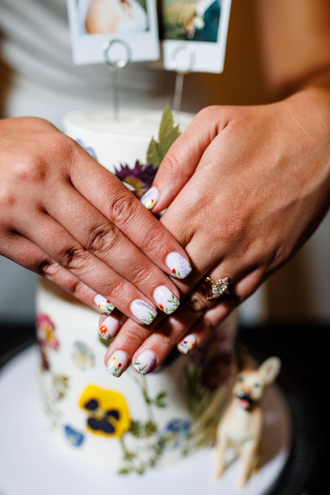 White Base with Vibrant Hand-Painted Florals — Floral Wedding Nails 2027