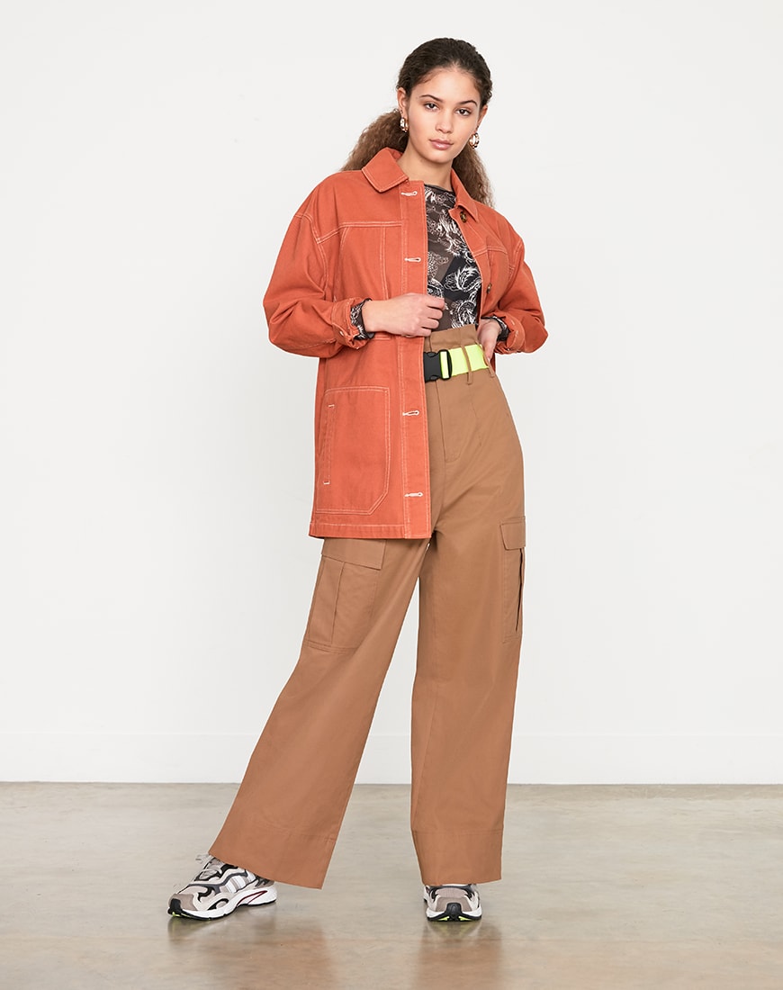 Burnt Orange Jacket and Cargo Pants: Bold Casual Statement — Earth Tone Outfits 2027