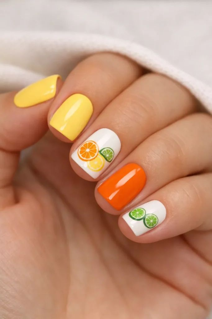 Yellow White Orange Green Visual Idea Yellow White Orange Green Visual Idea — Lemon Nails 2027