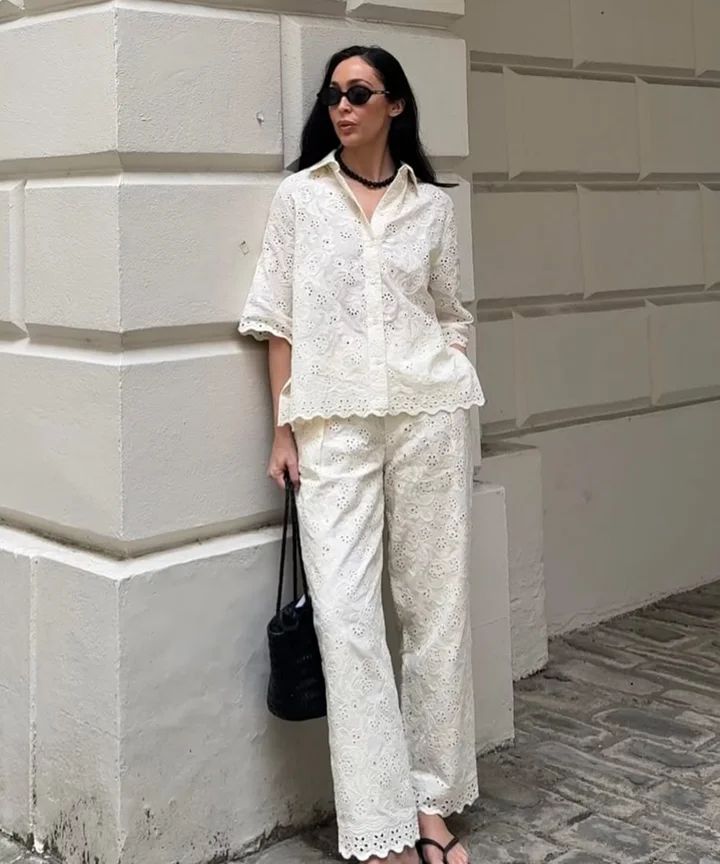 Coordinated Eyelet Set for a Relaxed Vibe Coordinated Eyelet Set for a Relaxed Vibe — Lace Blouse Outfits 2027
