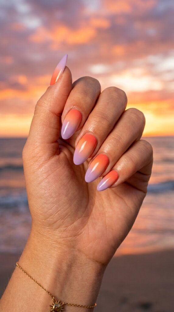 Coral Orange to Lavender Gradient Coral Orange to Lavender Gradient — Beach Nails 2027