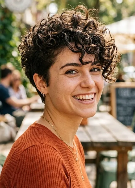 Short Textured Curly Cut With Bangs Short Textured Curly Cut With Bangs — Curly Haircuts 2027