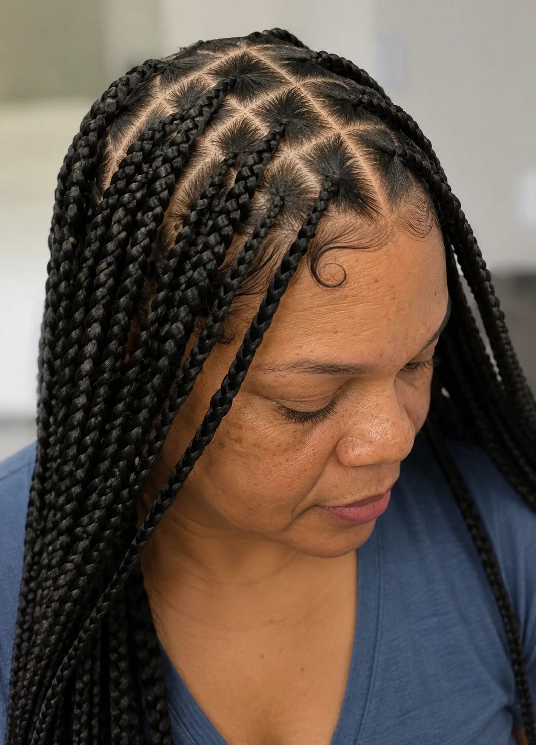 Back View Visual Idea Back View Visual Idea — Knotless Braids 2027 for Round Face