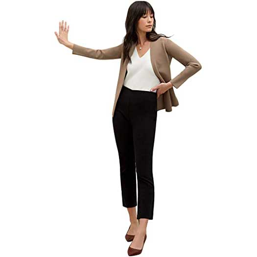 Beige Cardigan Layered Over V-Neck Top Beige Cardigan Layered Over V-Neck Top — Business Trip Outfits 2027