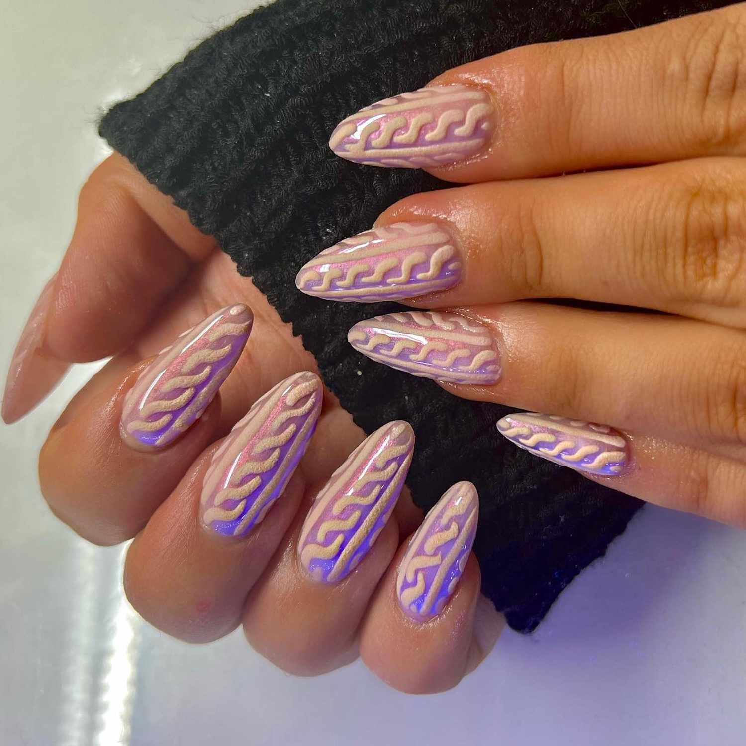 Matte Texture With A Subtle Shimmer Visual Idea — Christmas Sweater Nails 2026