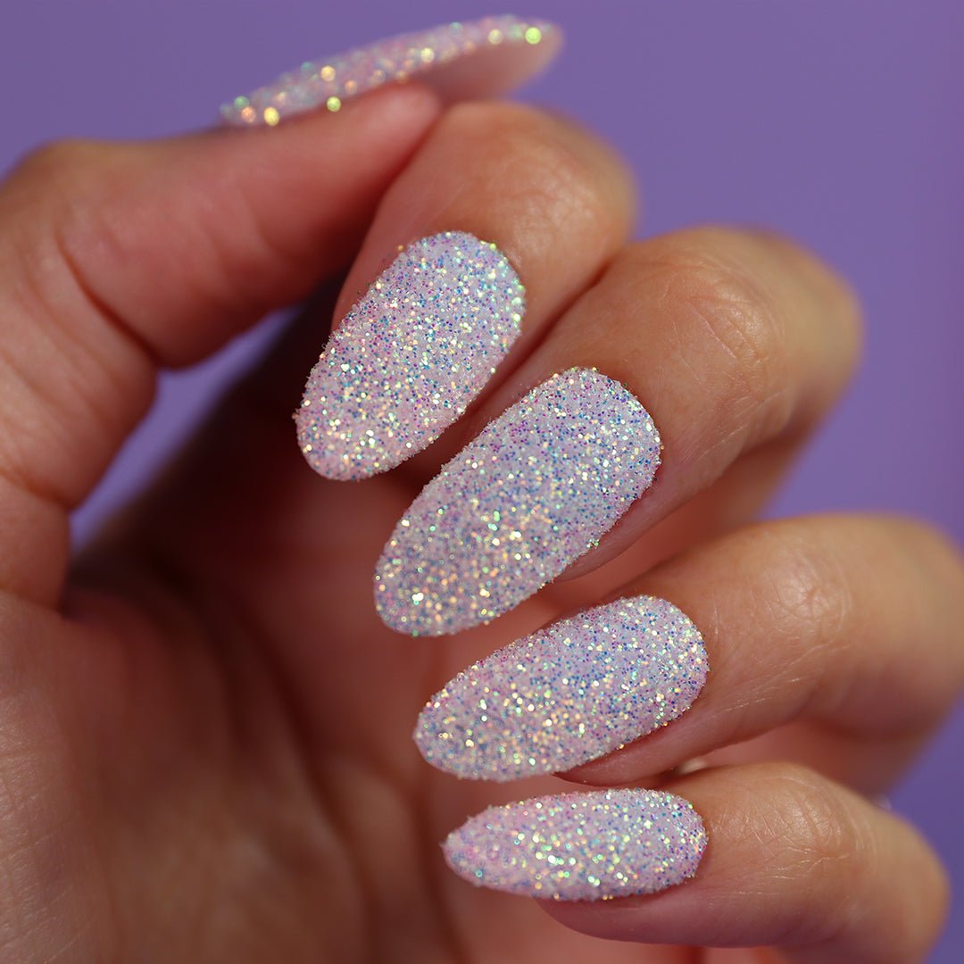 Frosted Iridescent Glitter Medium Oval Nails Frosted Iridescent Glitter Medium Oval Nails — Glitter Nails 2027