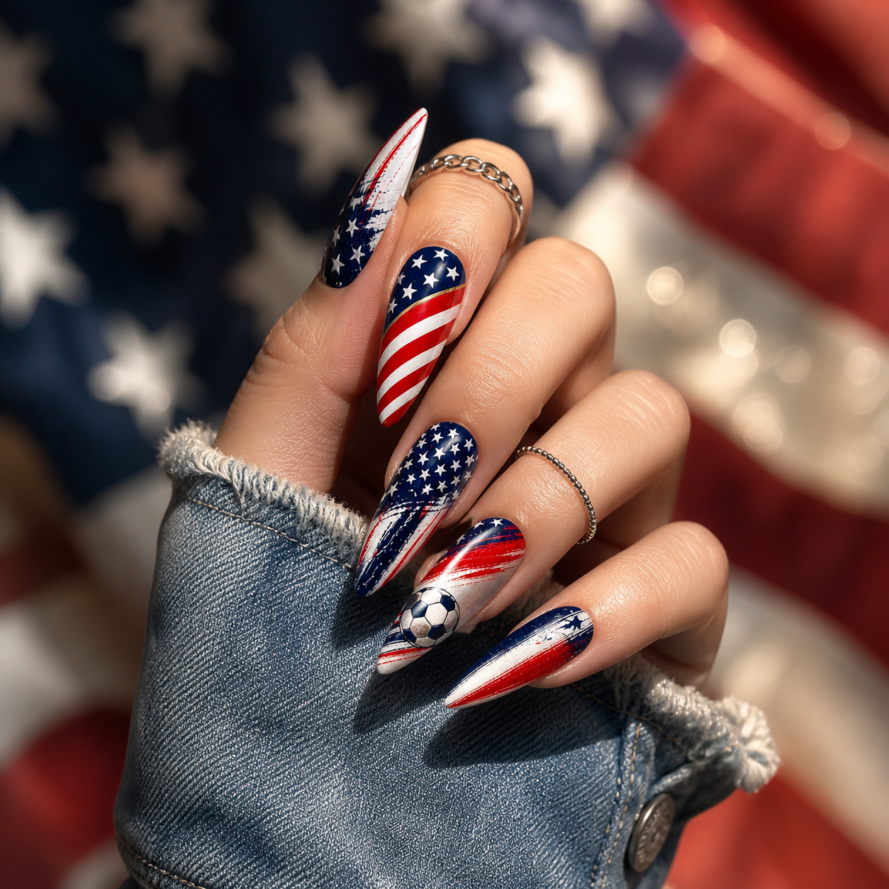 Patriotic Soccer Ball Stilettos Patriotic Soccer Ball Stilettos — Football Nails 2026