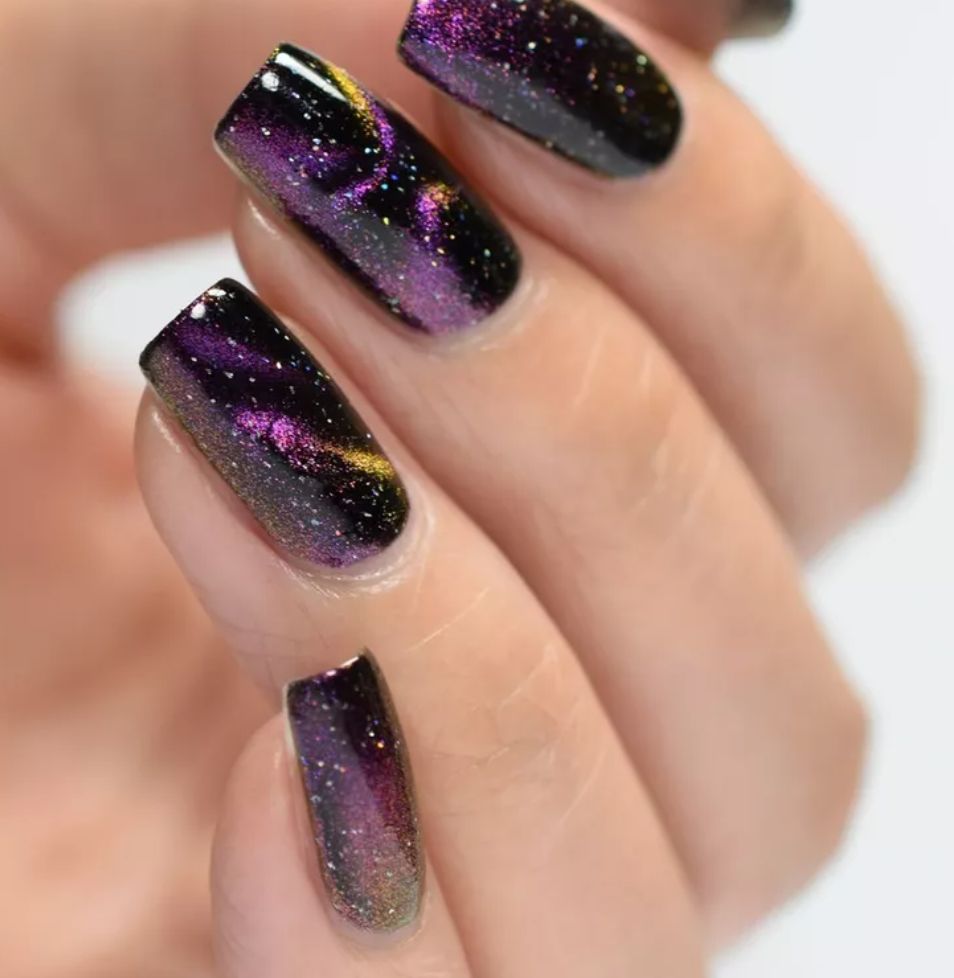 Short Square Black Gold Glitter Galaxy Short Square Black Gold Glitter Galaxy — Galaxy Nails 2027