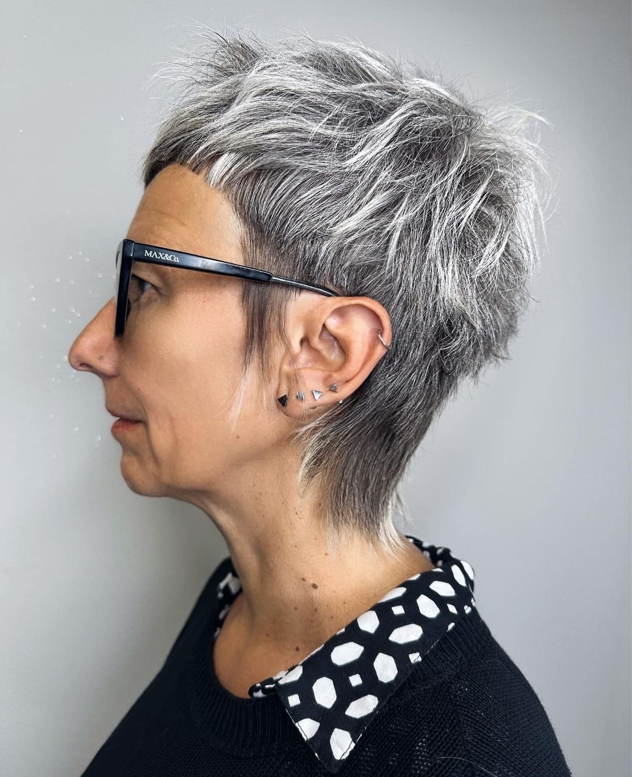 Ear Piecey Silver Pixie With Dark Roots Ear Piecey Silver Pixie With Dark Roots — Silver Pixie 2027