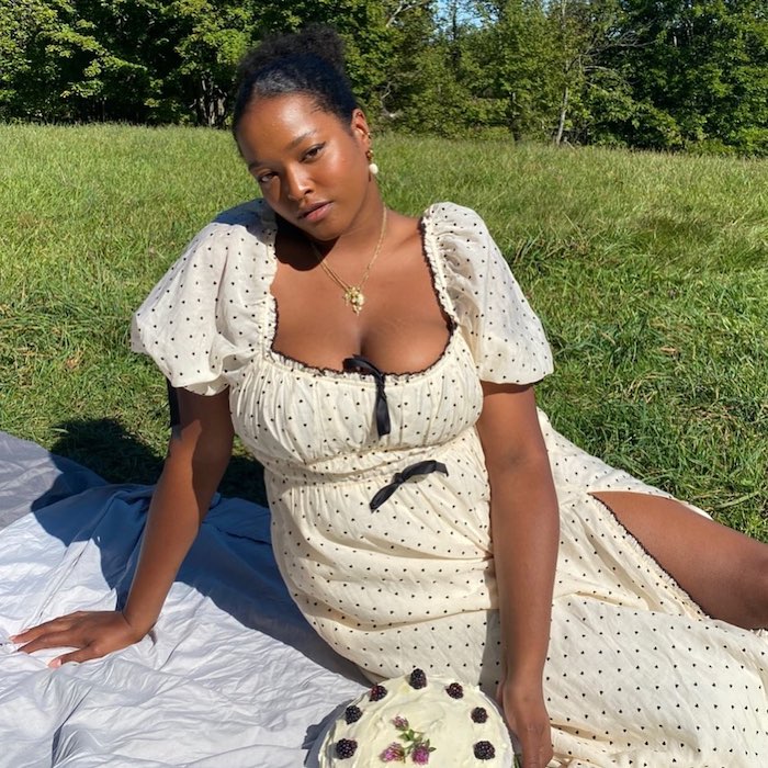 Puff-Sleeve Midi Dress with Black Polka Dots — Tomato Girl Outfits 2027