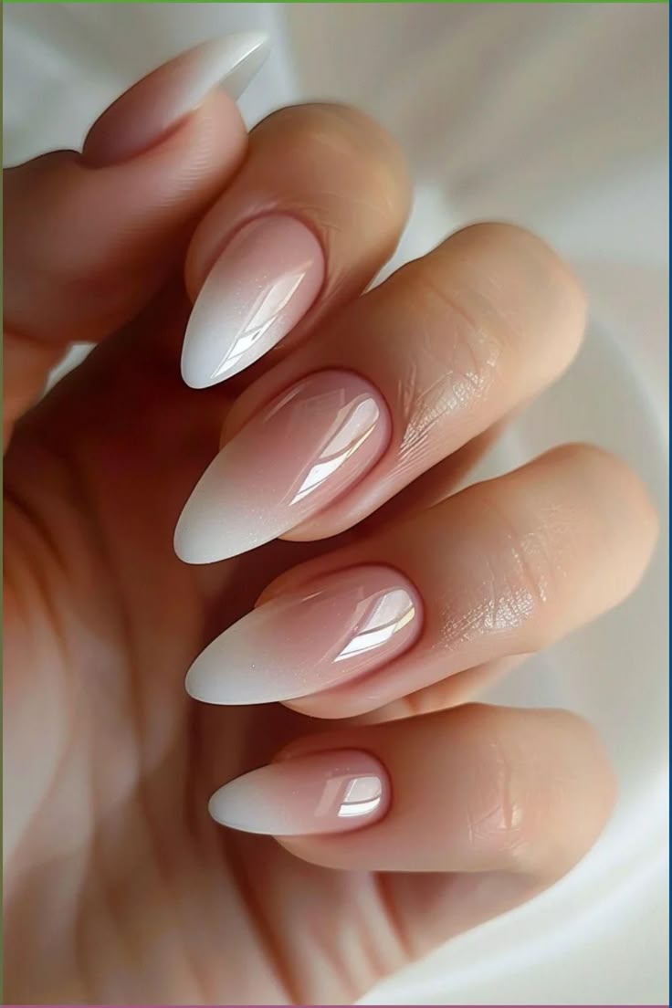 Classic Nude to White Almond Ombre Classic Nude to White Almond Ombre — Summer Ombre Nails 2027