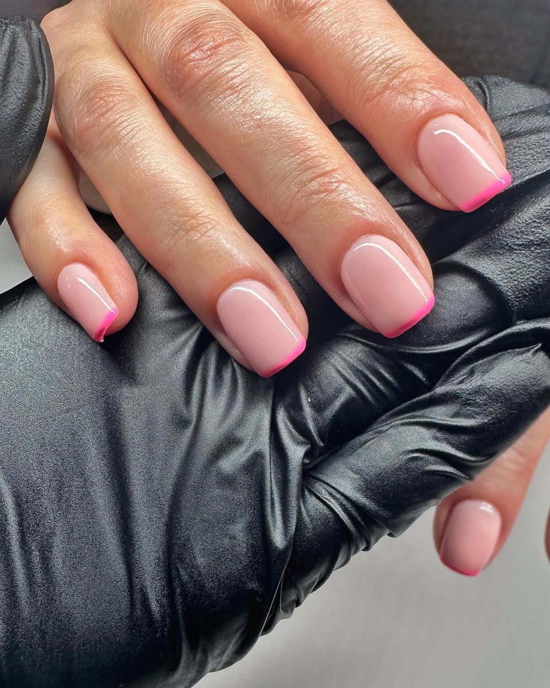 Vibrant Pink French on Short Squares Vibrant Pink French on Short Squares — Short Pink French Tip Nails 2027