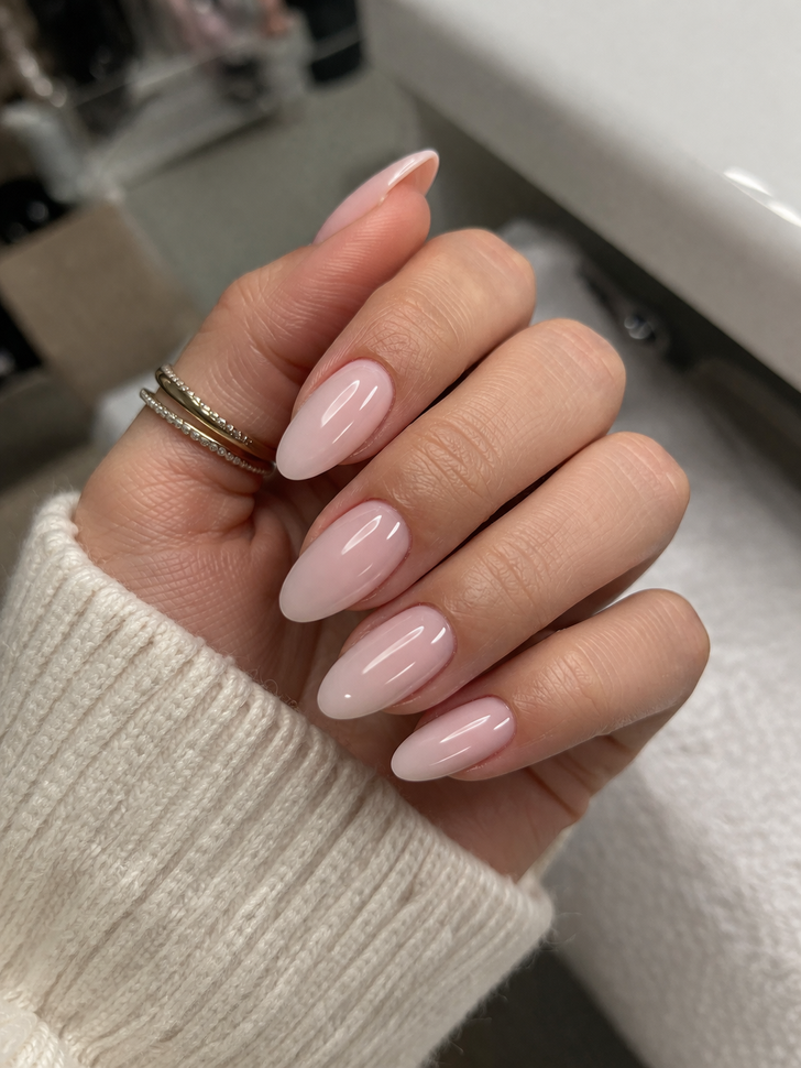 Sheer Pale Pink Milky Almond Nails — Nude Summer Nails 2027