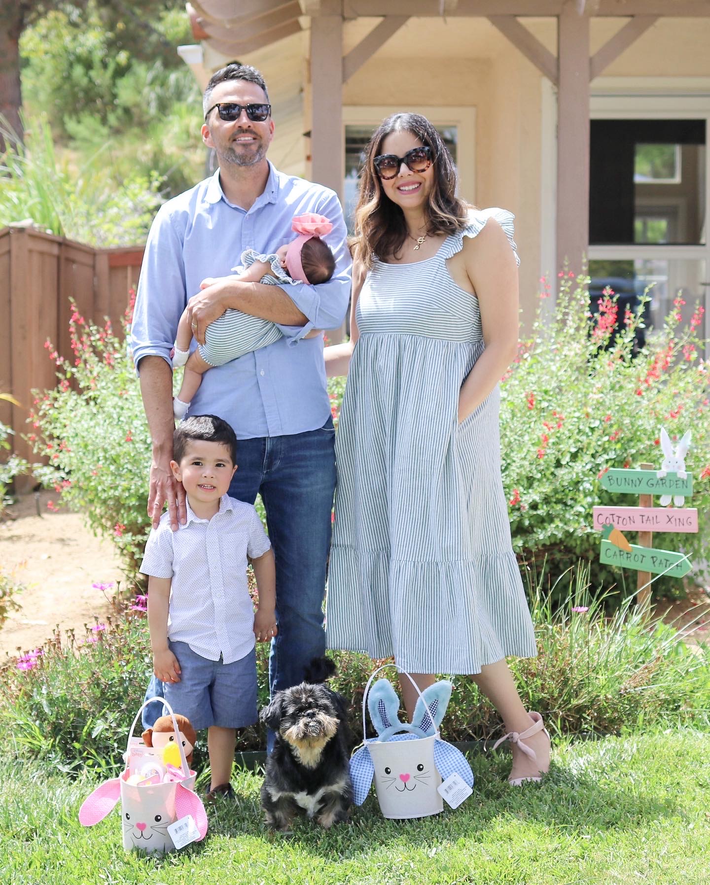 Stripes and Pastels with Easter Baskets for a Festive Family Photo — Easter Family Photo Outfits 2027