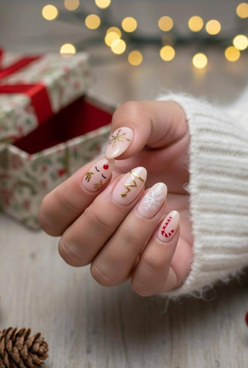Glossy and Matte Christmas Motif Mix Glossy and Matte Christmas Motif Mix — Christmas Nail Art 2026