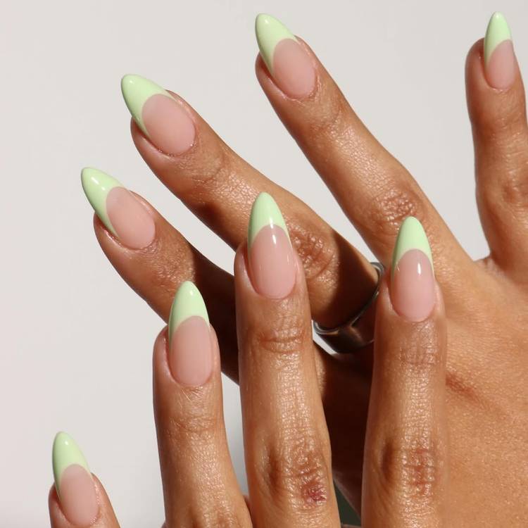 Glossy Pastel Green Almond Nails Glossy Pastel Green Almond Nails — Pastel Almond Nails 2027