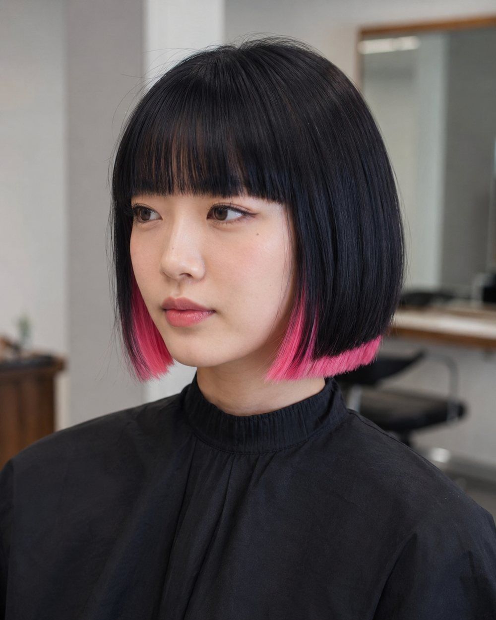 Black Bob With Vibrant Pink Ends Black Bob With Vibrant Pink Ends — Pink Bob 2027