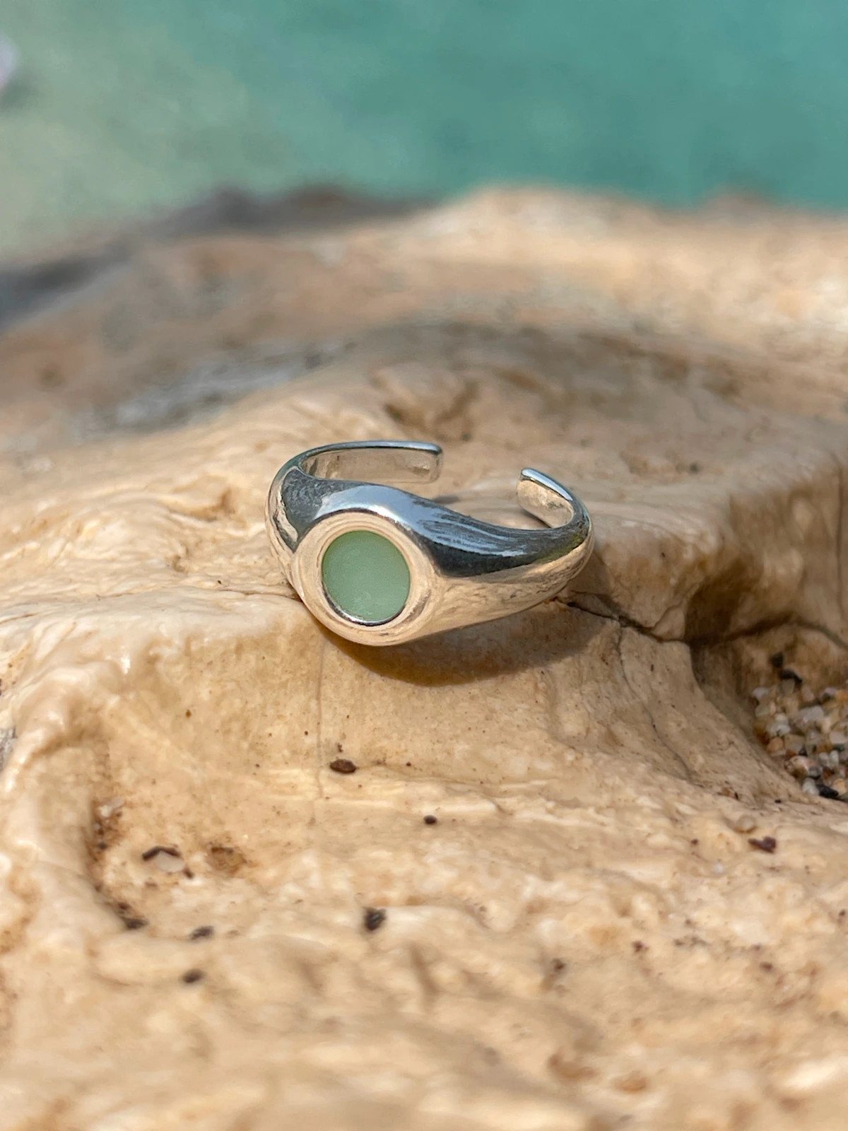 Silver Signet Ring with Green Stone Silver Signet Ring with Green Stone — Signet Rings 2027