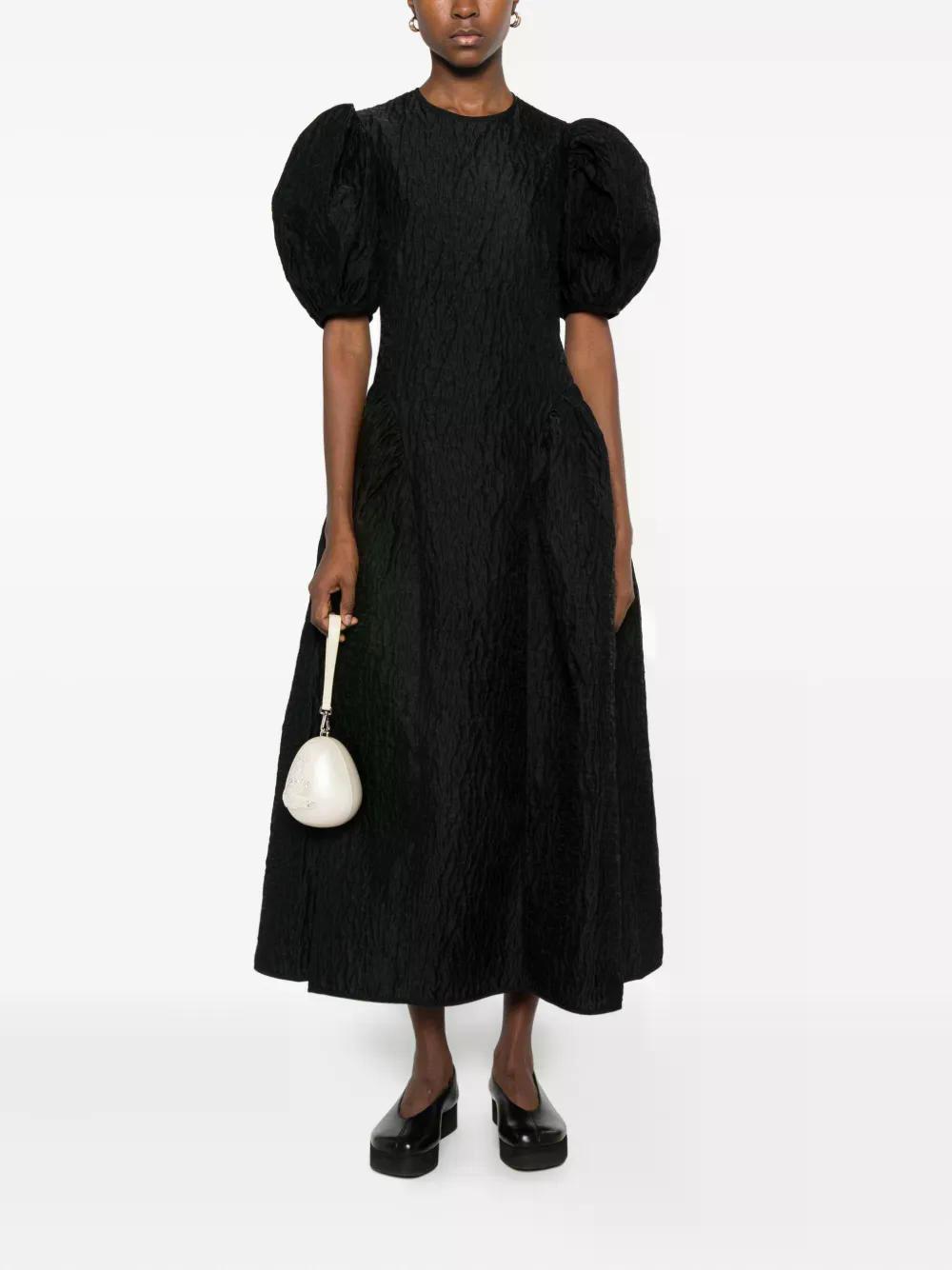 Textured Puff Sleeve Dress for Evening Elegance Textured Puff Sleeve Dress for Evening Elegance — Puff Sleeve Dress Outfits 2027