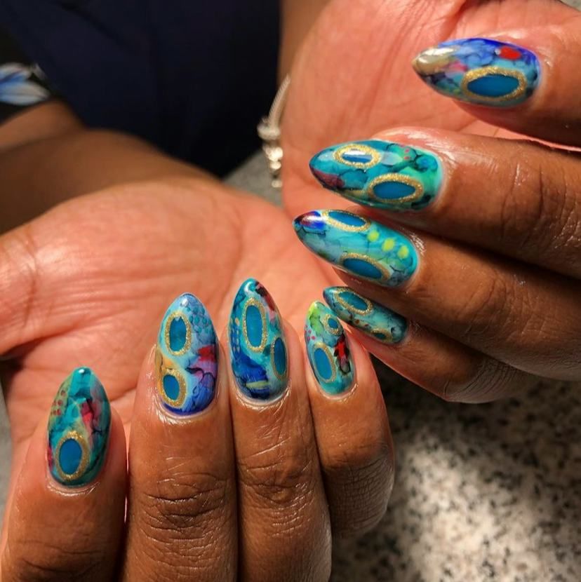 Artistic Expressive Visual Idea — Blue Watercolor Nails 2027